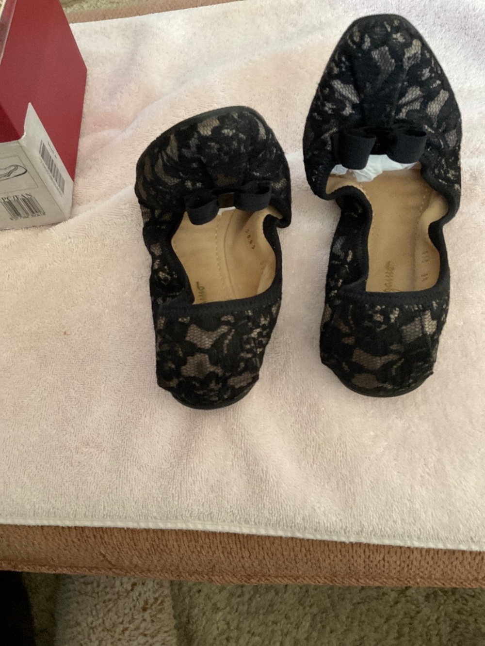 Ferragamo Black Lace Ballet Slippers